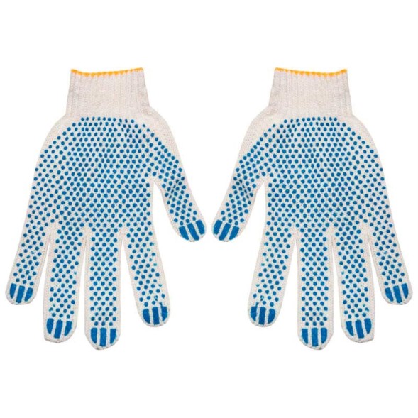  Перчатки х/б Эконом с ПВХ-точка, белые 4 нитки10 кл, 40 г